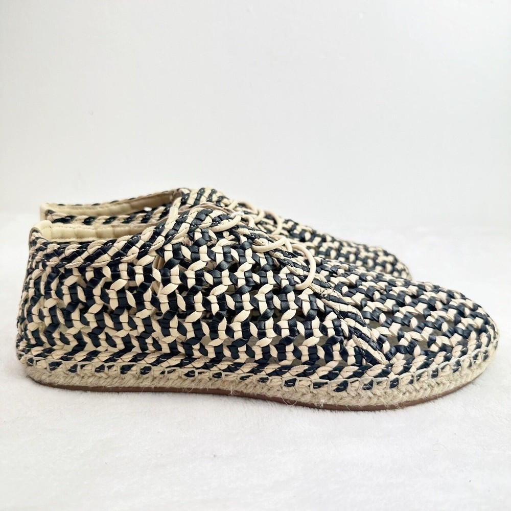 ZIMMERMANN Women's Braided Leather Woven Espadrilles In Black Size 40 - Picture 1 of 16